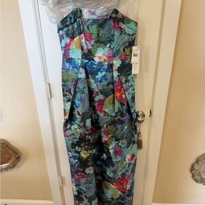 NWT Aidan Mattox Floral Jacquard Strapless Ballgown Size 6